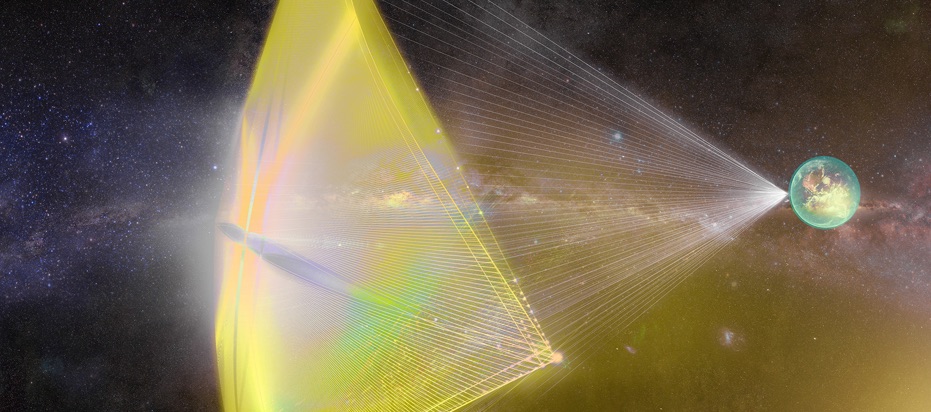 Propulsion par laser sur une voile solaire. © http://breakthroughinitiatives.org/