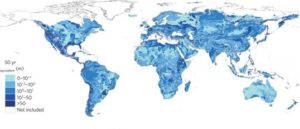 Distribution mondiale des eaux souterraines modernes