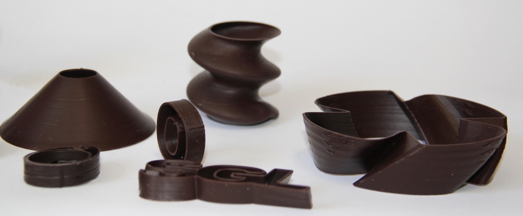 Récipients alimentaires imprimés en chocolat.