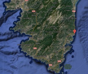 Localisation de la rivière Cavu, Corse du Sud. © Google Map (Cliquer pour agrandir)