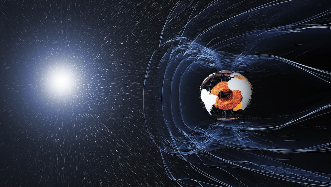 Vent solaire et champ magnétique de la Terre © ESA