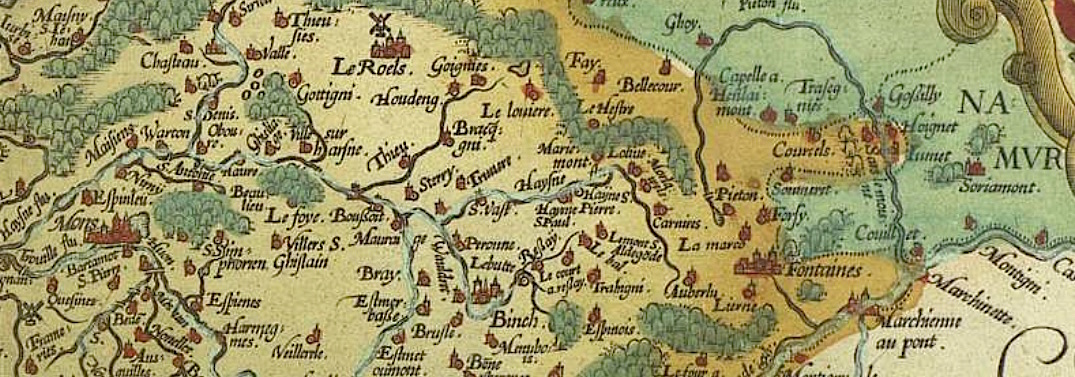 Extrait de la carte du Hainaut de 1548, levée par le Montois Jacques de Surhon.