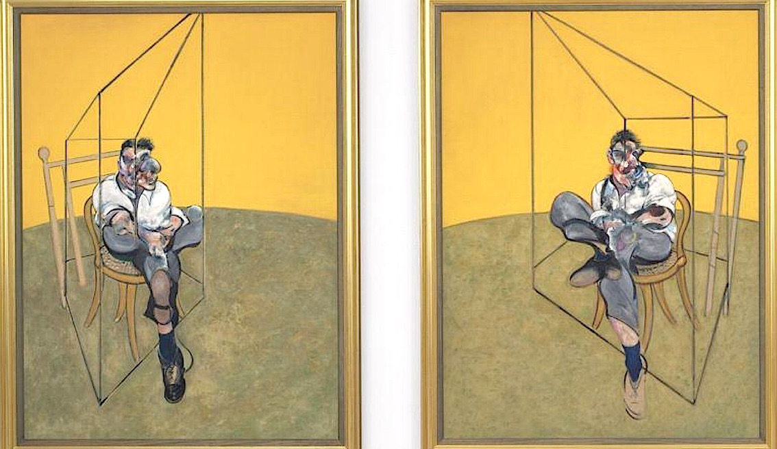 Deux des trois tableaux du triptyque "Etudes de Lucian Freud" de Francis Bacon, adjugé 105 millions d'euros en 2013, chez Christie's, à New York.