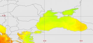 Mer Noire, exemple d'anomalie de température de surface révélée par surveillance satellitaire (MODIS.ESA).