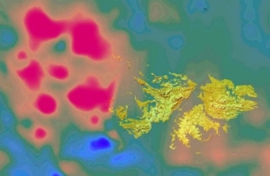 Cratère d'impact au large des îles Malouines. © John Wiley & Sons Ltd