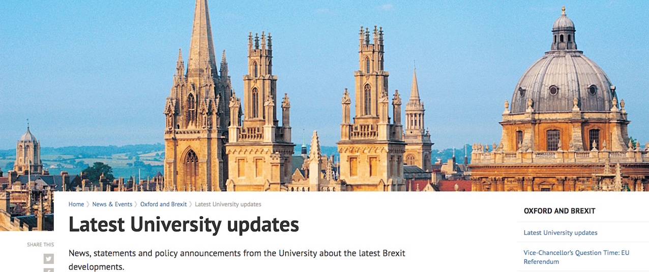 A l'Université d'Oxford comme ailleurs au Royaume-Uni, le Brexit mobilise la communauté académique.