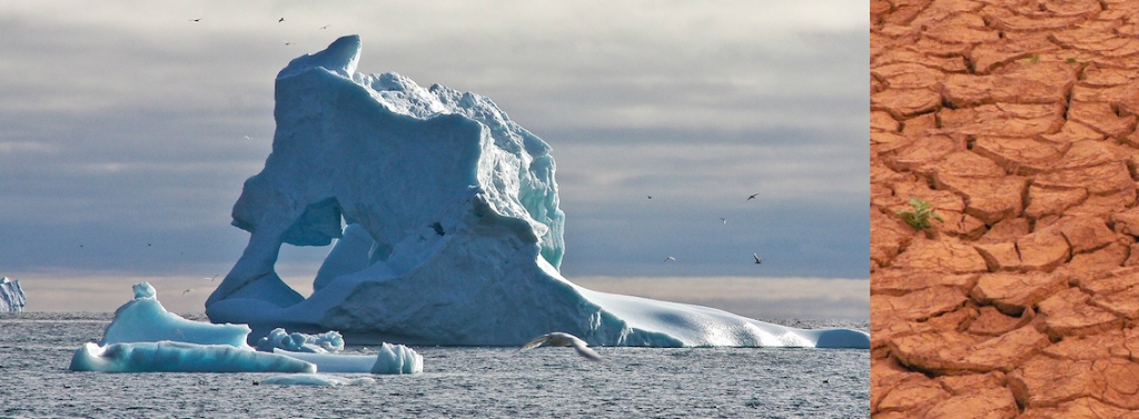 Iceberg flottant à proximité des côtes de Qeqertarsuaq, île de Disko au Groenland et sécheresse au Sahel. © Romain Schlappy et D. Rechner