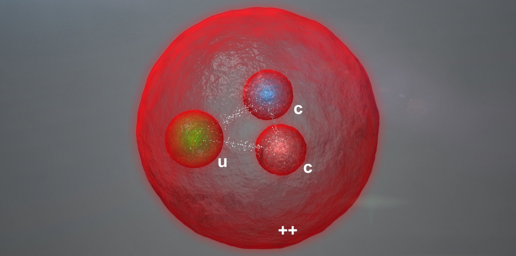 Représentation de la nouvelle particule XIcc, découverte au LHCb (Genève). © CERN