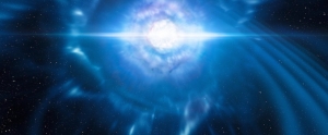 Fusion de deux étoiles à neutrons et ondes gravitationnelles. (Interprétation artistique) © ESO