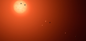 Représentation des sept planètes du système Trappist-1. © NASA