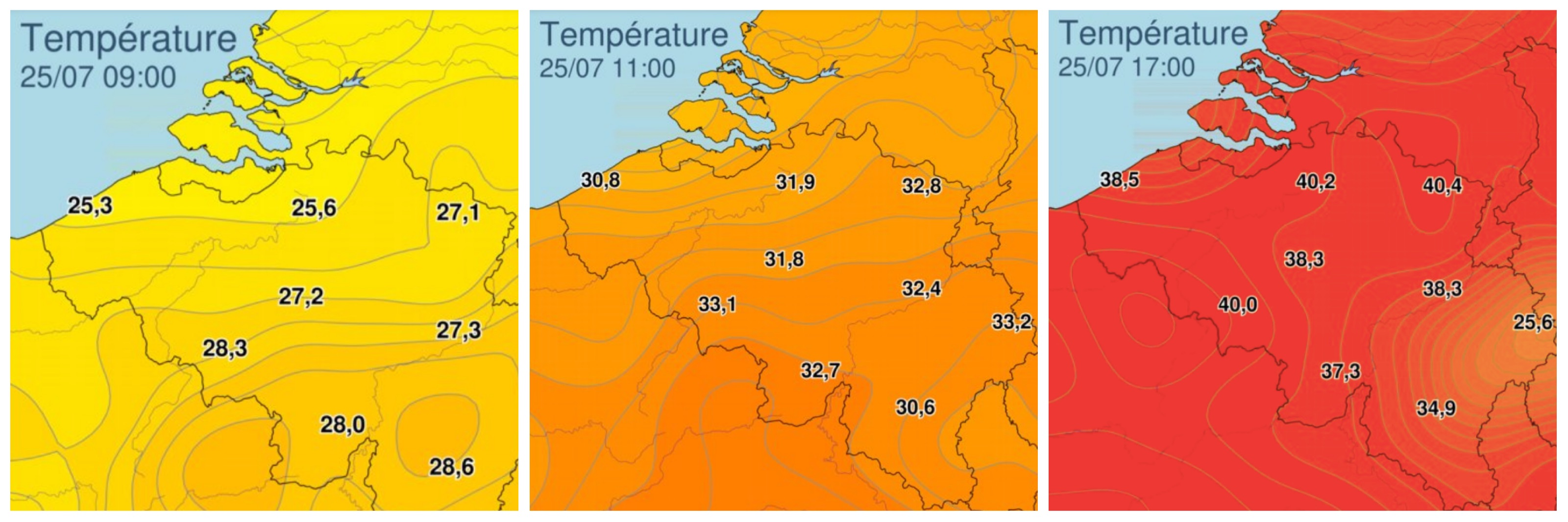 Records de températures en Belgique, le 25 juillet 2019. (Source: IRM)